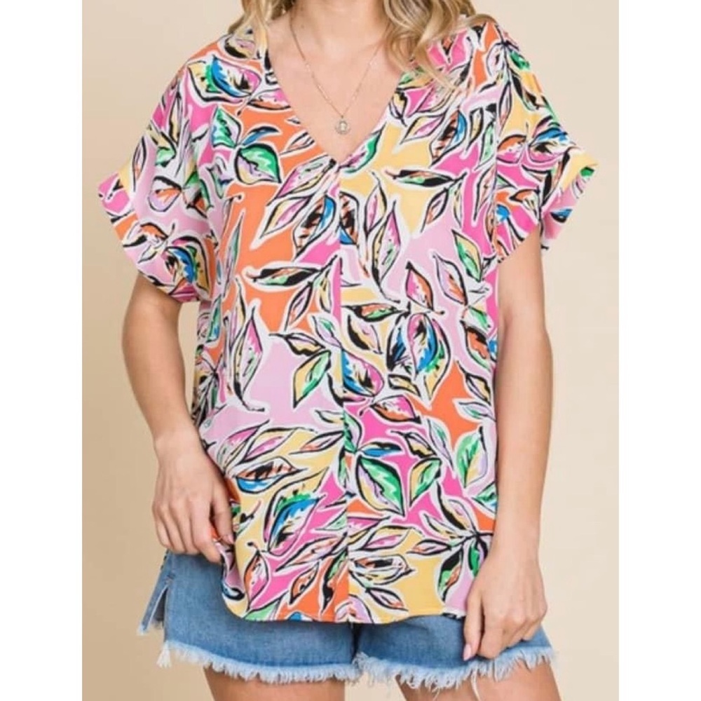 Heimish USA Pink Sands Woven V Neck Dolman Top